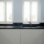 nero venata black marble quartz worktops in cambridge kitchen