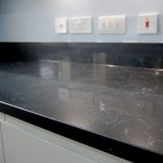 nero venata black marble quartz worktops in cambridge kitchen