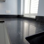 nero venata black marble quartz worktops in cambridge kitchen