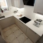 bianco puro pure white quartz worktops in taupe high gloss kitchen