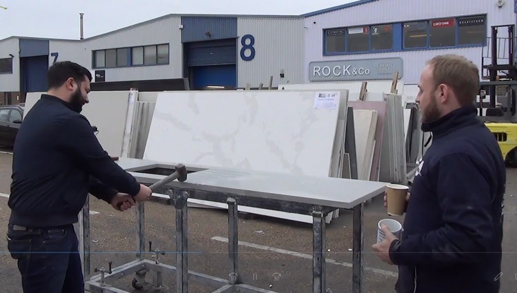 cup smashing quartz worktops