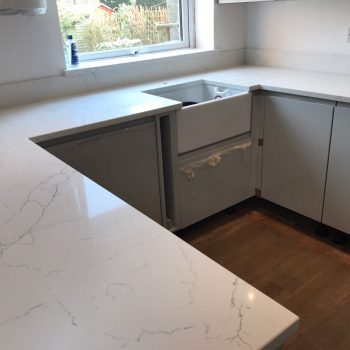 tempesta carrera veined marble effect quartz worktops