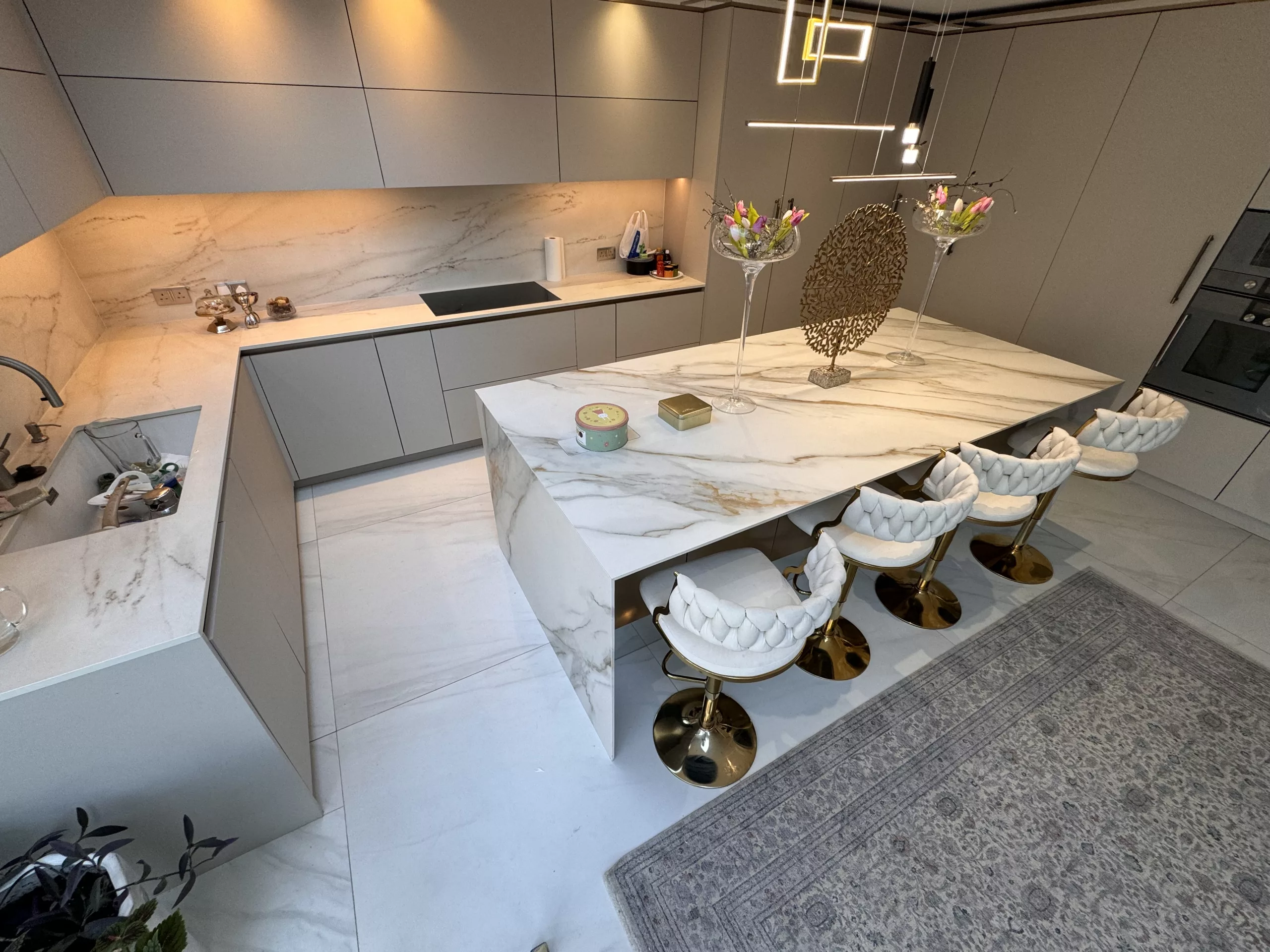 Emperador quartz kitchen worktop
