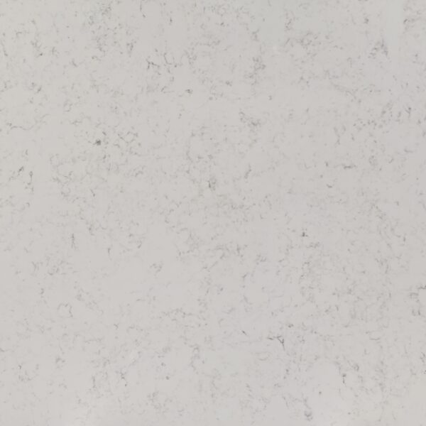 Anthracite Carrara quartz worktop sample – soft white with fine charcoal flecks and delicate marble-style veining