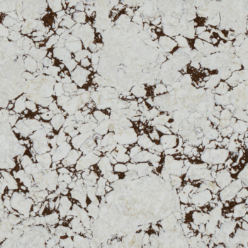 Arabescato Rossa quartz worktop sample – white and cream stone fragments with rich rust-brown breccia veining