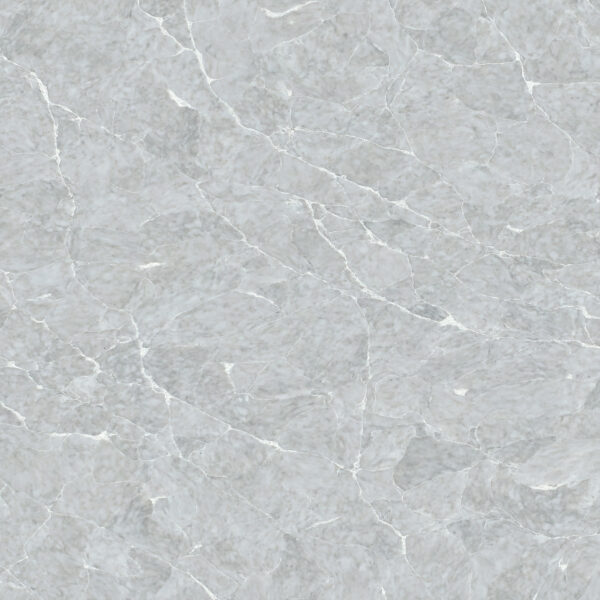 Fumo Grey quartz worktop sample – soft cool grey with white crackle veining and a mosaic-like marble pattern