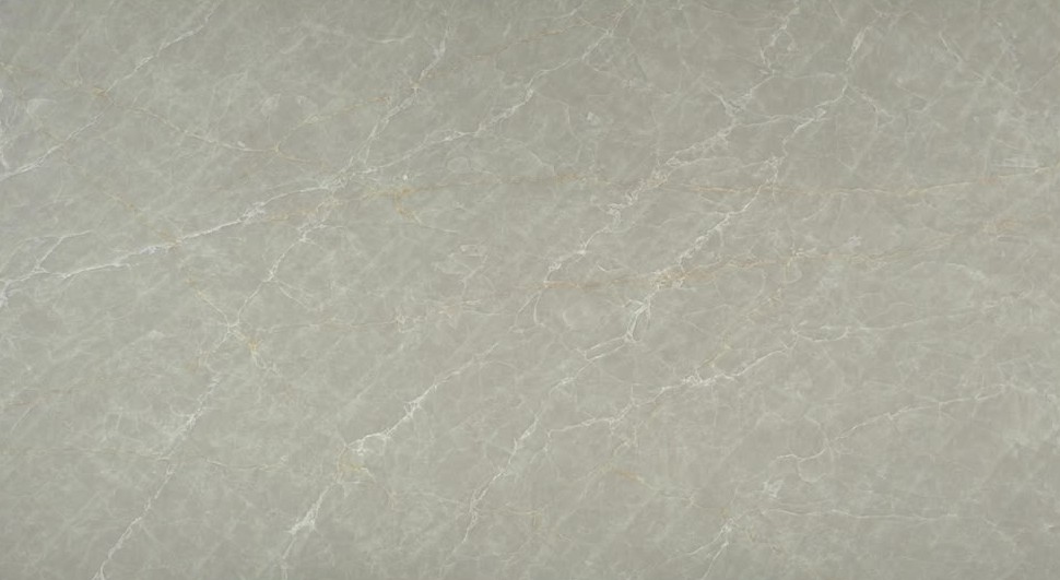 Beige Venato quartz worktop sample – soft beige-grey with white marble-style veining and subtle gold accents
